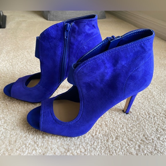 Gianni Bini bright cobalt blue 4” ankle high open toe heels 8.5 - Picture 1 of 4